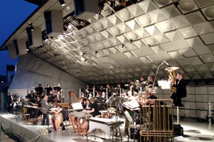 American Wind Symphony Orchestra performing aboard their floating arts center, Point Counterpoint II.