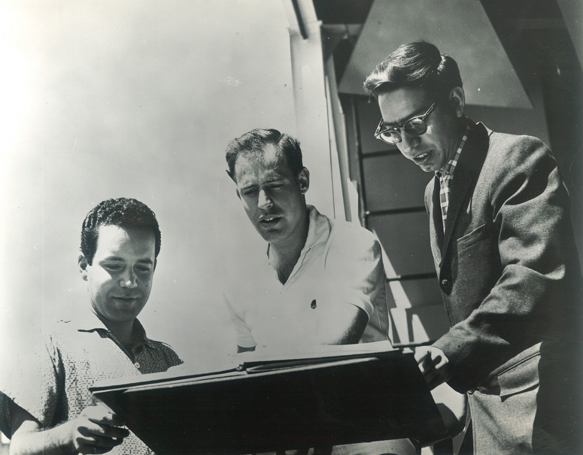 Mexican composers Mario Kuri-Aldana and Leonardo Velazquez with RAB  1958