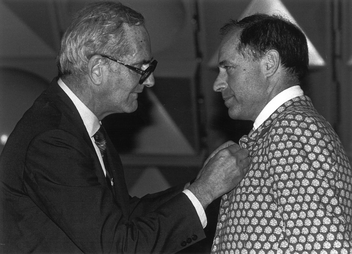 RAB receiving medal for Knighthood, bestowed by the King of Sweden, presented by the Swedish ambassador