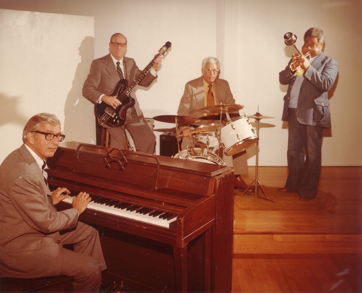 Dizzy Gillespie “jamming” with Pittsburgh corporate executives in little theater on Point Counterpoint II  1970